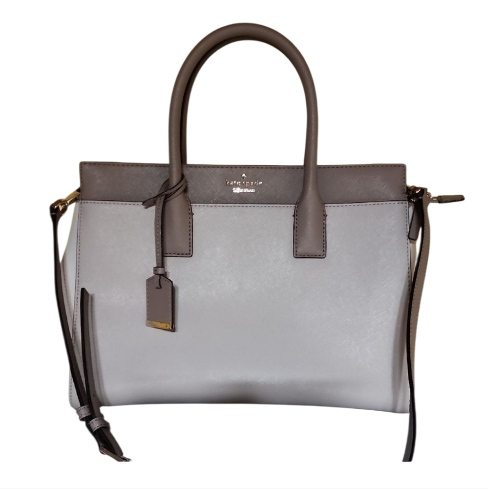 Kate Spade Candace Two-Toned Neutral Structured Satchel Large NWOT